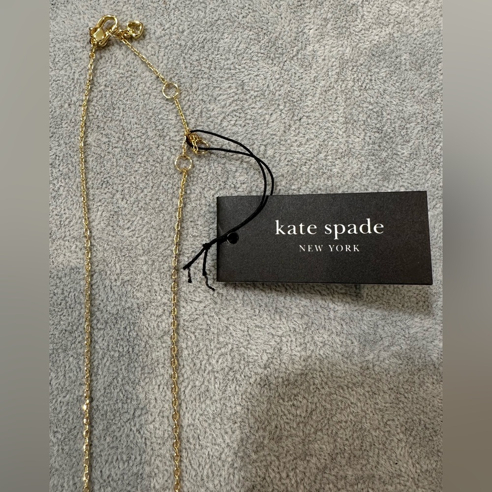 Kate Spade Gold-Tone CZ & Imitation Pearl Flower Pendant Necklace, 16" + 3" NWT - Picture 5 of 5